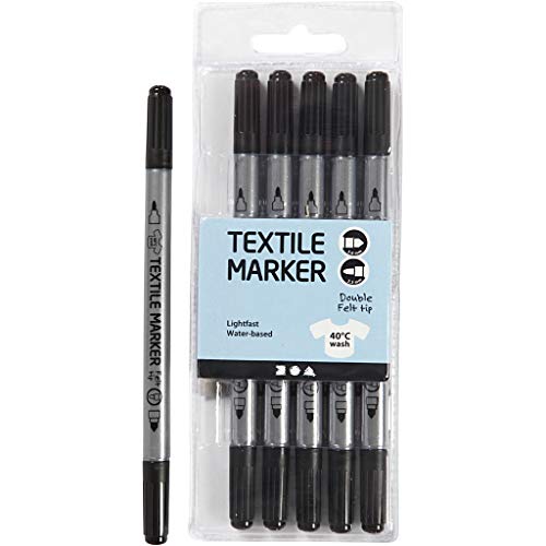 Textilmalstifte, Dicke 2,3+3,6 Strichstärke, schwarz, 6Stck.