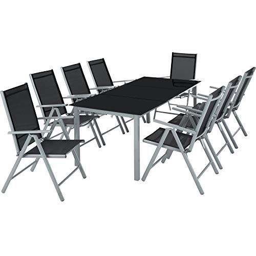 TecTake Aluminium Sitzgarnitur 8+1 Sitzgruppe Gartenmöbel Tisch & Stuhl-Set...