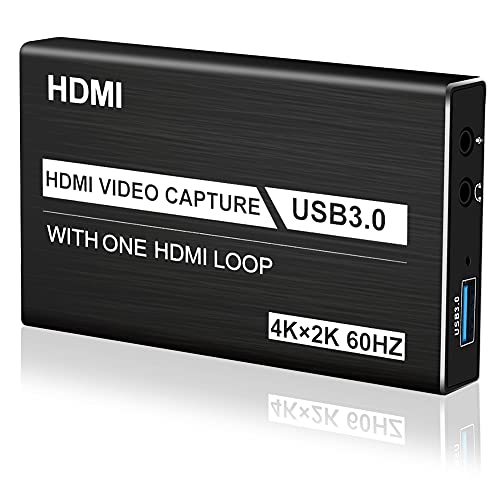 Videoaufnahmekarte USB 3.0 4K-Audio-Videospielaufnahmegerät mit tragbarer HDMI-Loop-Out-Aufnahmekarte für Live-Übertragungskonferenzen
