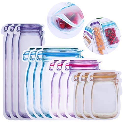 32Pcs Mason Jar Zipper Bags,Lebensmittelbeutel Einmachglas,Mason Bag,Lebensmittel Aufbewahrungsbeutel Wiederverwendbare...