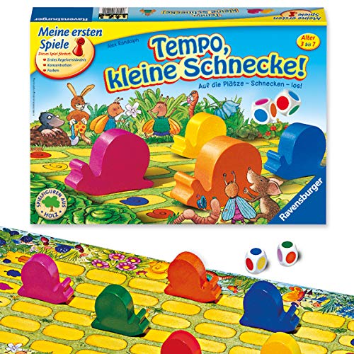 Ravensburger Kinderspiel Tempo kleine Schnecke, Das spannende Schneckenrennen, Brettspiel...
