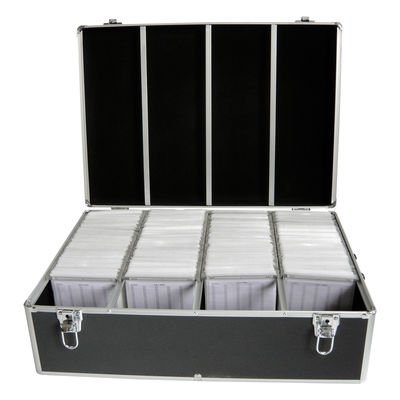 MediaRange Archivierungskoffer für 1.000 Discs, Aluminium-Optik, mit Einhängetaschen, schwarz