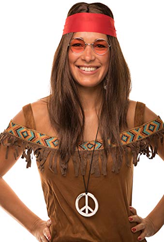 Balinco Hippie Set mit Perücke + runde Sonnenbrille +...
