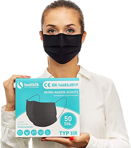 Health2b Mediziniche Mundschutz OP Masken [50 Stück] Typ IIR...
