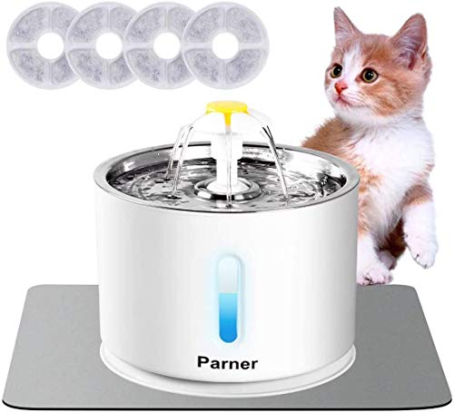 Parner Katzen Trinkbrunnen, Wasserspender für Katzen mit Wasserstand Fenster,...
