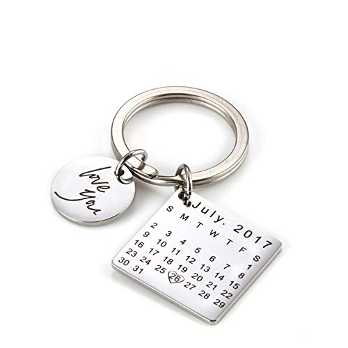 Jewelry meiqi Personalisierte Kalender Datum Schlüsselanhänger mit Gravur für...
