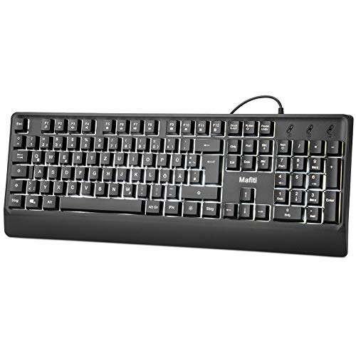 mafiti USB Tastatur, Kabelgebundene Tastatur mit Weißer LED Hintergrundbeleuchtung...