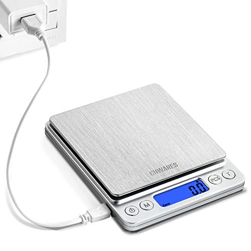 CHWARES Digitale Küchenwaage, USB-Aufladung, 3 kg / 0,1 g...