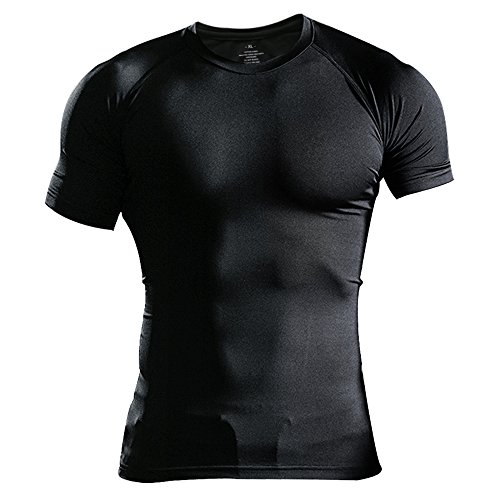 Herren Fest Kompression Grundschicht Kurzarm T-Shirt Bodybuilding Tops Polyester...