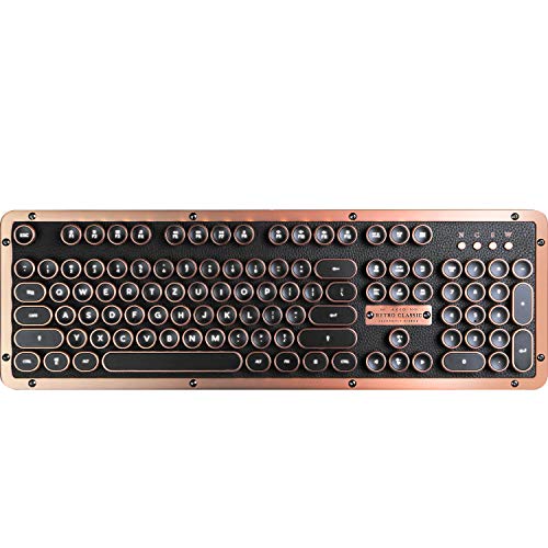Azio Classic Retro-Tastatur Artisan, mechanische Schreibmaschinen-Tastatur, Steampunk-Tastatur mit Bluetooth,...