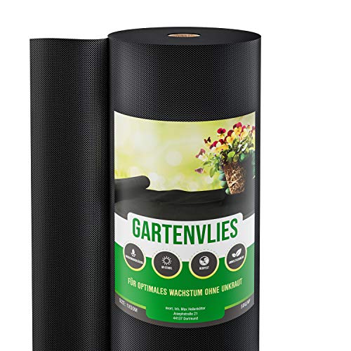 GardenGloss® 50m² Unkrautvlies Gartenvlies gegen Unkraut – Unkrautfolie Wasserdurchlässig...