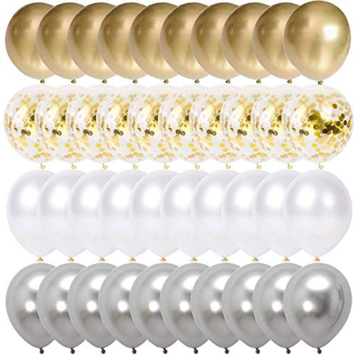 50 Stück Golden Luftballons Gold Luftballons Silber Weiß Helium...