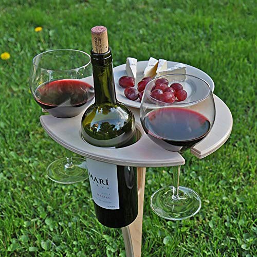 Reooly Tragbarer Weintisch im Freien mit Flaschenhalter, Klapptisch für...