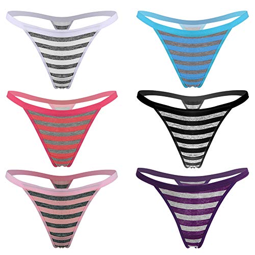 Calosy Women’s Sexy Panties Cotton Thongs Packung mit 6...