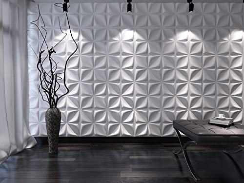 Art3d Dekorative 3D-Wandpaneele, strukturierte 3D-Wandverkleidung, weiß, 2,97 m² (12...