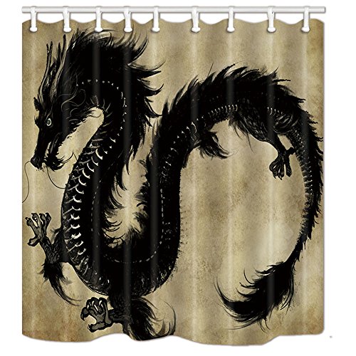 NYMB Dragon Decor Duschvorhang-Set, chinesische Mythologie, Schlangen-Drache, wasserdicht, 175,7...
