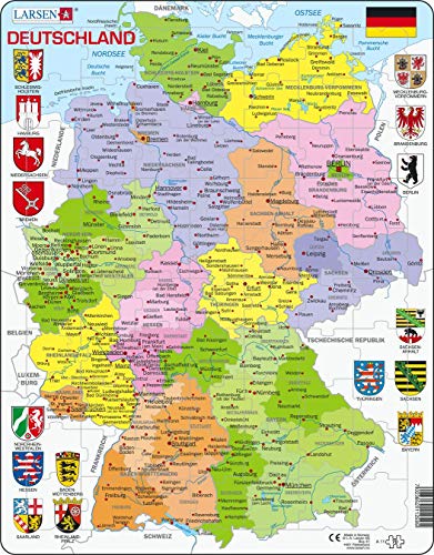 Larsen A11 Deutschland Politische Karte, Deutsch Ausgabe, Rahmenpuzzle mit...