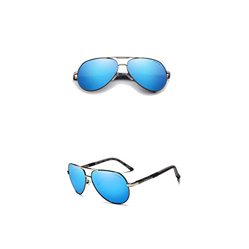Kingseven Sonnenbrille | Mens Vintage Pilot - Polarisiert (Blau-Grau/Silber)