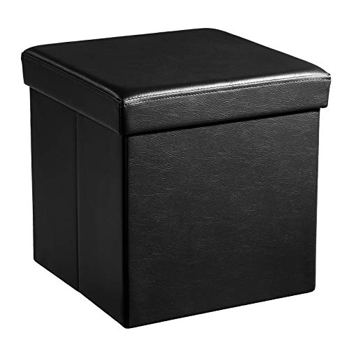SONGMICS Faltbarer Sitzhocker Aufbewahrungsbox belastbar bis 300 kg, Lederimitat,...