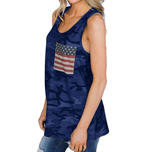 TWIFER Frauen amerikanische Flaggen Druck-Kurzschluss Hülsen-Blusen O-Ansatz Oberseiten T-Shirt...