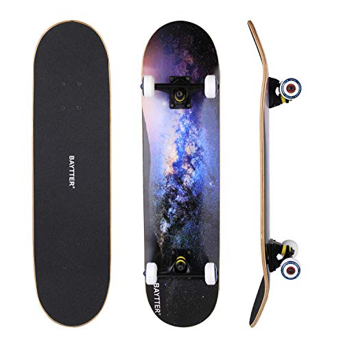 BAYTTER® Skateboard Komplett Board Funboard 79x20cm mit 7-lagigem Ahornholz...