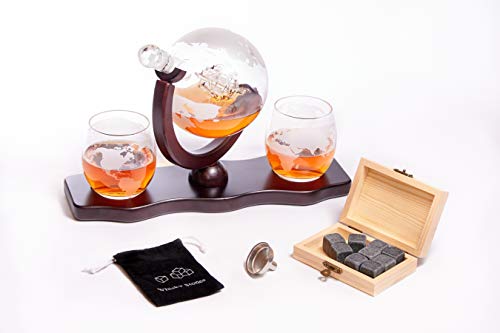 Whiskey Dekanter Karaffe Set - Globus Karaffe aus Glas...
