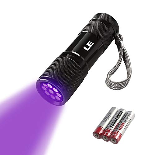 LE LED Mini UV Schwarzlicht Taschenlampe mit 9 LEDs,...