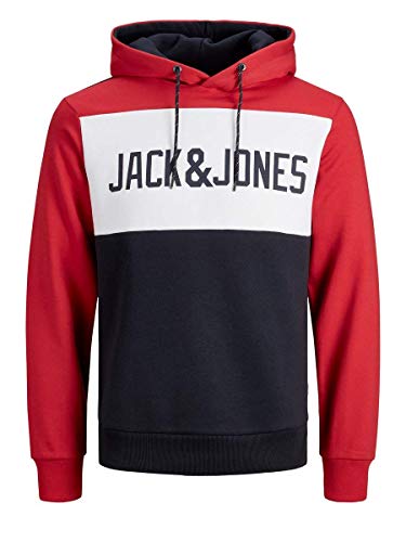 JACK & JONES Male Hoodie Colourblocking Logo STango Red