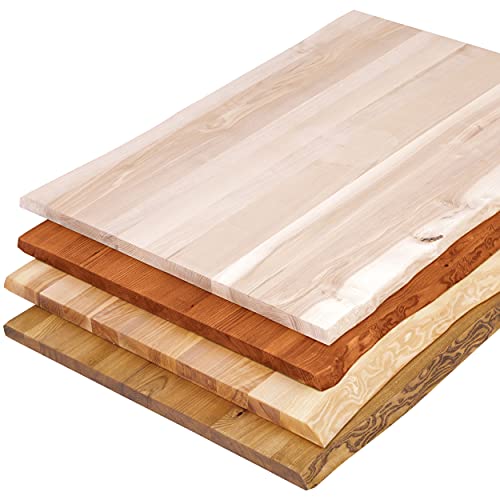 LAMO Manufaktur Massivholzplatte Tischplatte Baumkante für Schreibtisch, Esstisch, 120x80...