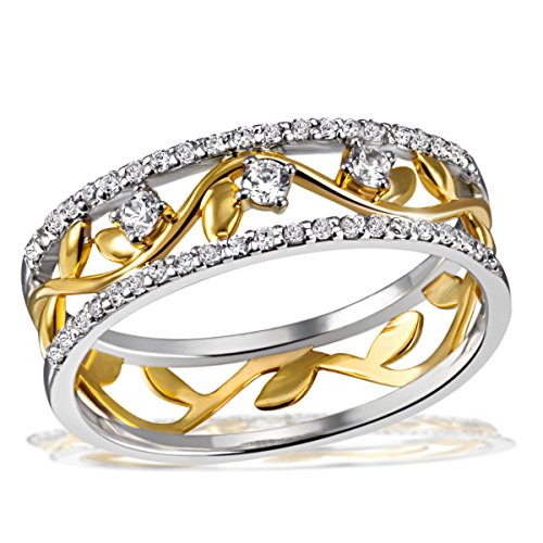 Goldmaid Damen-Ring golden Bay Leaves 925 Sterlingsilber teilweise gelbvergoldet...