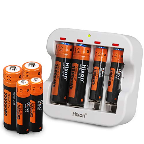 Hixon Akku AA AAA 1,5V wiederaufladbare Li-Ion Batterien, Set...