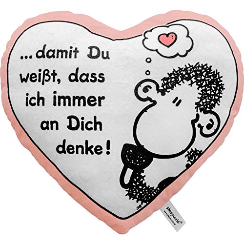 Sheepworld 42693 Plüsch-Kissen in Herz-Form „… damit Du weißt,...