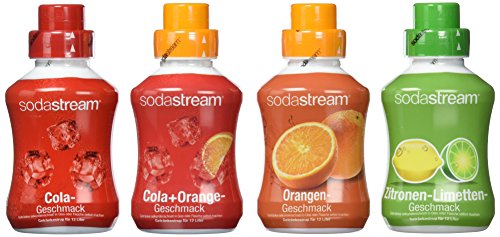 SodaStream Sirup 4er-Pack mit Cola-, Orange-, Zitrone-Limette-, Cola-Orange-Geschmack (4x...