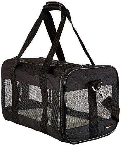 Amazon Basics Transporttasche für Haustiere, weiche Seitenteile, Schwarz, Größe...