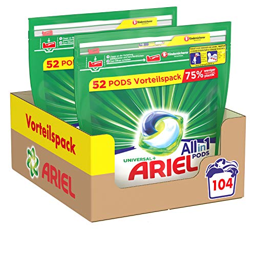 Ariel Waschmittel Pods All-in-1, 104 Waschladungen, Strahlend Rein, Umweltschonendes...