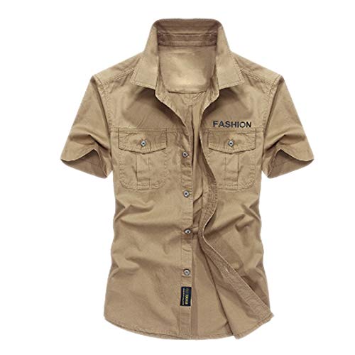 PIWMKV Herren-Freizeithemden Kurzärmlige Arbeitshemden Button-down-Baumwollhemden mit kurzen Ärmeln Arbeitskleidung...