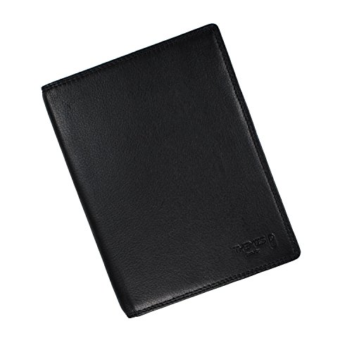 Titel: NFC/RFID Schutz Reisepass Klapphülle, hochwertiges Leder schwarz -...
