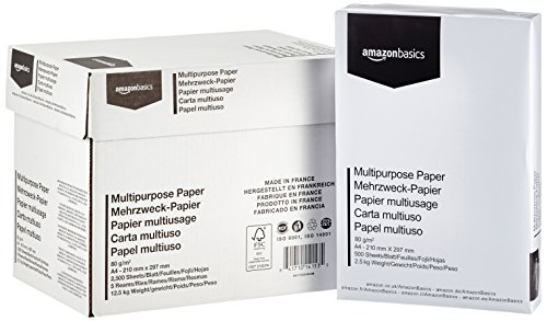 Amazon Basics Druckerpapier, DIN A4, 80 g/m², 5x500 Blatt,...