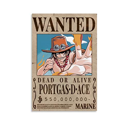 QWSDE One Piece Ace Bounty Wanted Themen-Serie Anime-Poster und...