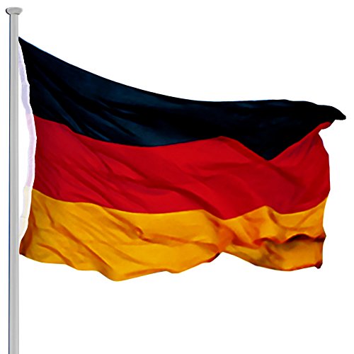 Deuba Aluminium Fahnenmast 6,50m inkl Seilzug inkl Deutschlandfahne Flaggenmast...