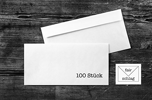 100 Briefumschläge - Din Lang - weiß mit grauem...