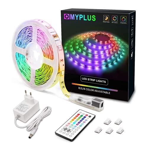 MYPLUS LED Streifen, RGB Led Strips 5M mit IR-Fernbedienung...
