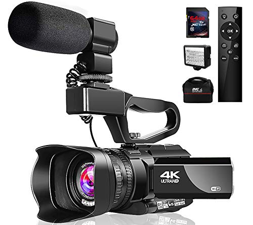 Videokamera 4K Camcorder mit Mikrofon 48MP Vlogging Kamera WiFi...