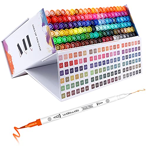 walowalo 120 Farben Marker Set filzstifte Farbnummern Pinselstifte Fasermaler...