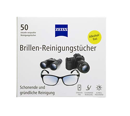 ZEISS Brillen-Reinigungstücher 50 Stück zur schonenden & gründlichen Reinigung...