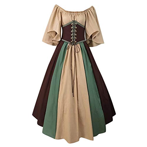 FRAUIT Mittelalter Kleidung Damen Gothic Maxikleider Vintage Prinzessin Große...