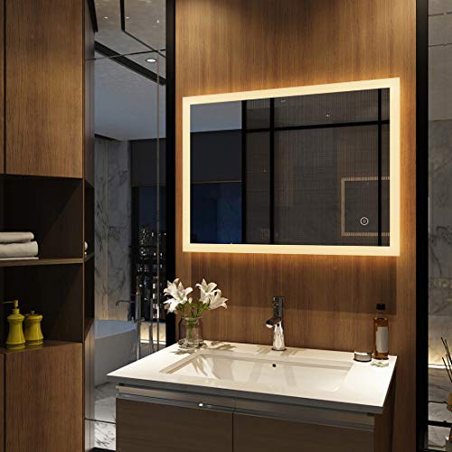 Meykoers Wandspiegel Badezimmerspiegel LED Badspiegel mit Beleuchtung 80x60cm mit...