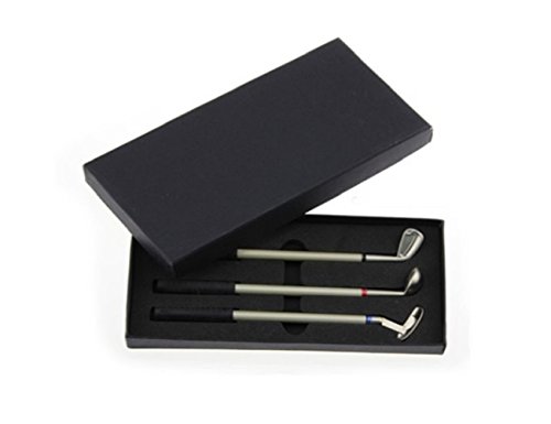 LL-Golf ® Golf Stifte Geschenkset/Golfschläger Kugelschreiber in schwarzer Geschenkbox/Golfgeschenk