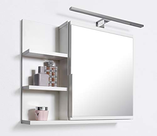 DOMTECH Badezimmer Spiegelschrank mit Ablagen und LED Beleuchtung, Badezimmerspiegel,...