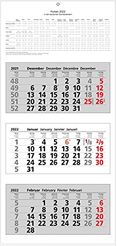 2022 ADINA Dreimonatskalender in Blockform 77x33cm mit Tagesanzeiger und...